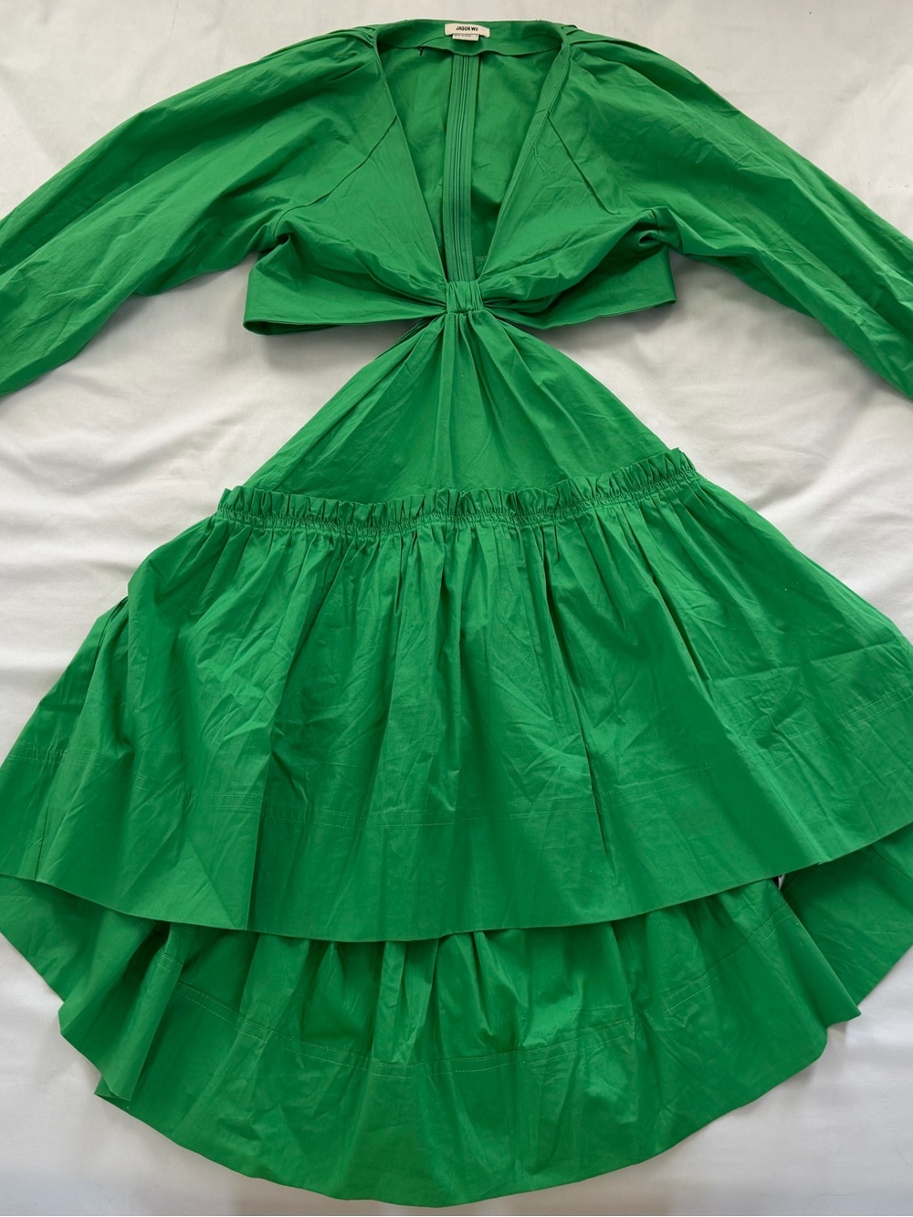 Jason Wu Bright Green Cutout Tiered Women Dress